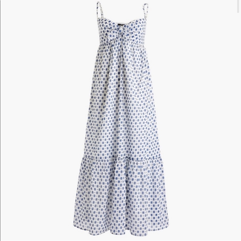 J. Crew Voile Beach Maxi Dress Tie Front Tiered